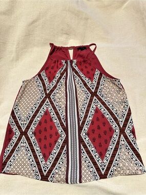 Mine | Top | Dark Rust Geo-Print Halter Tank Top